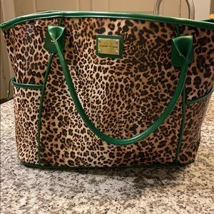 Leopard and Dark Green Laptop Bag